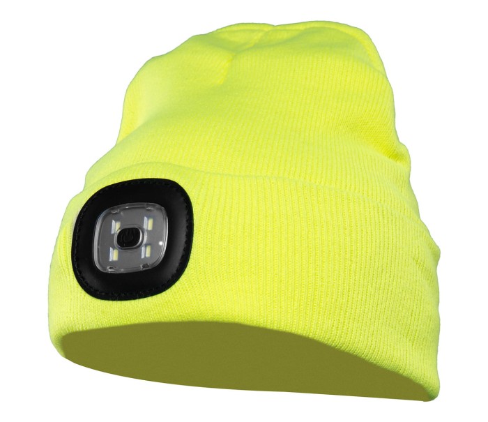 Czapka z dzianiny LED żółta