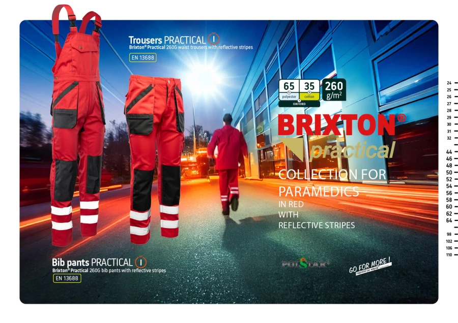 Brixton Practical spodnie do pasa czerwień odblask