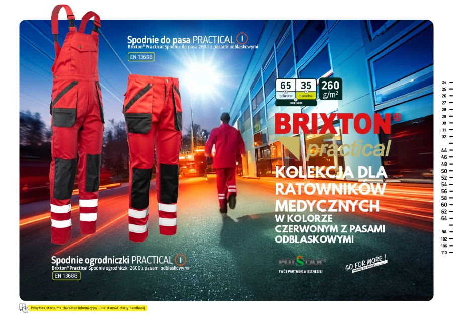 Brixton Practical spodnie do pasa czerwień odblask