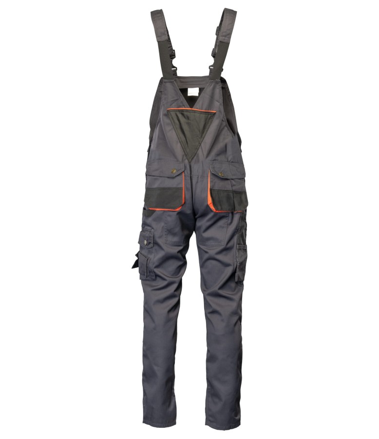 Spodnie ogrodniczki BRIXTON PRACTICAL grafitowo - pomarańczowe