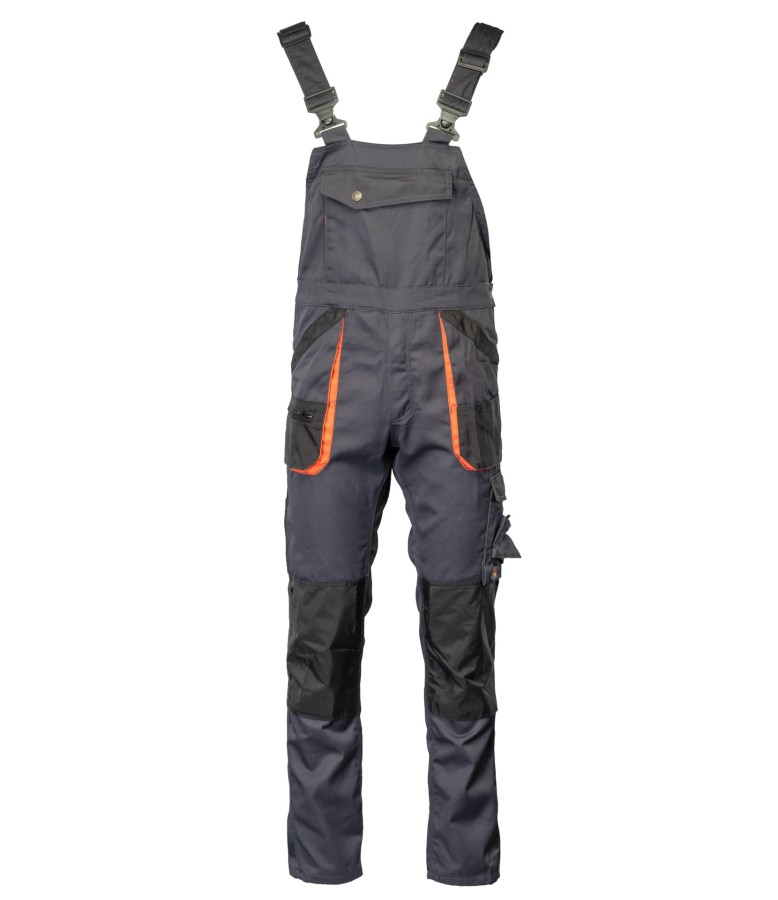 Spodnie ogrodniczki BRIXTON PRACTICAL grafitowo - pomarańczowe