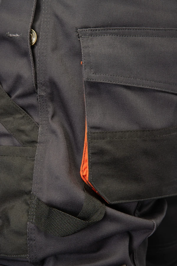 Spodnie ogrodniczki BRIXTON PRACTICAL grafitowo - pomarańczowe