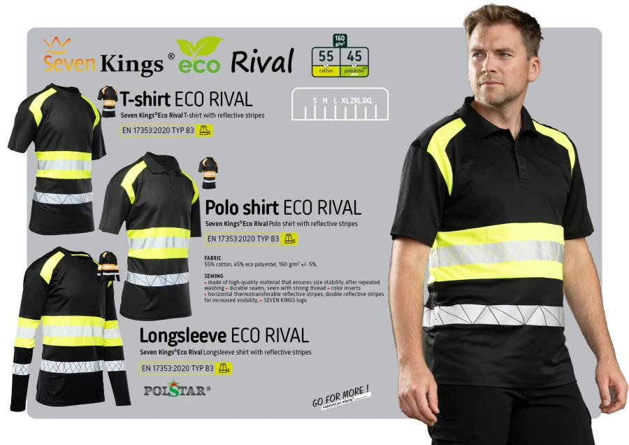 Koszulka polo ECO Rival czarno/żółta
