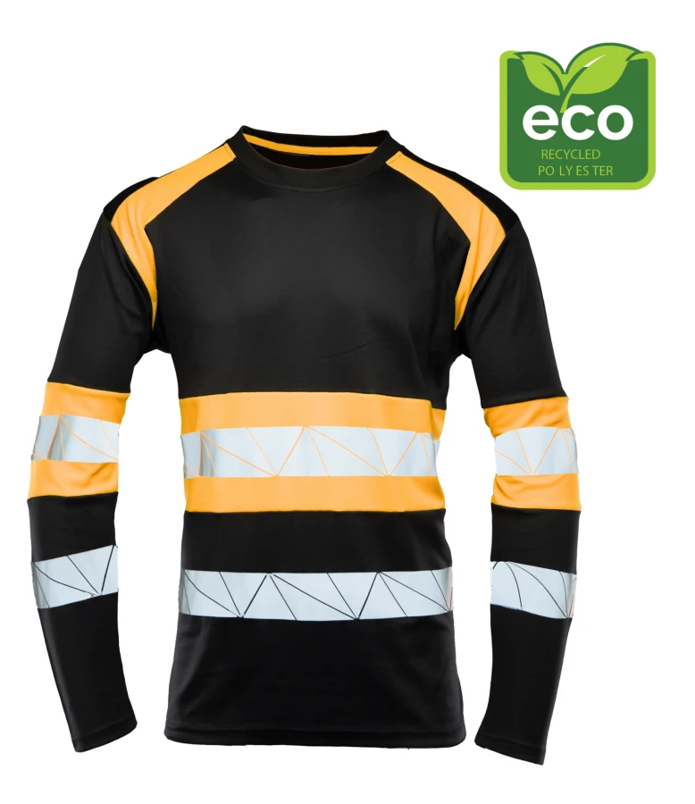 Koszulka robocza longsleeve ECO Rival SEVEN KINGS czarno-pomarańczowa z dwoma pasami odblaskowymi
