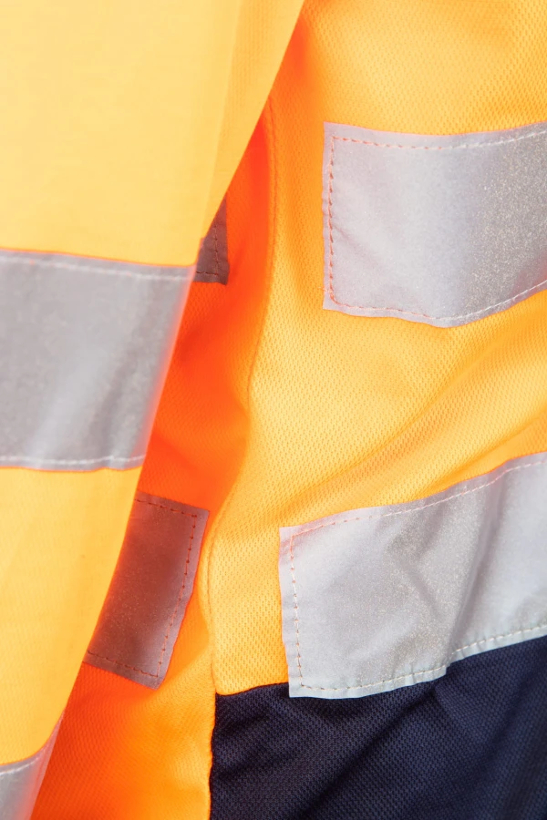 Koszulka długi rękaw 50/50 pomarańczowo/granatowa