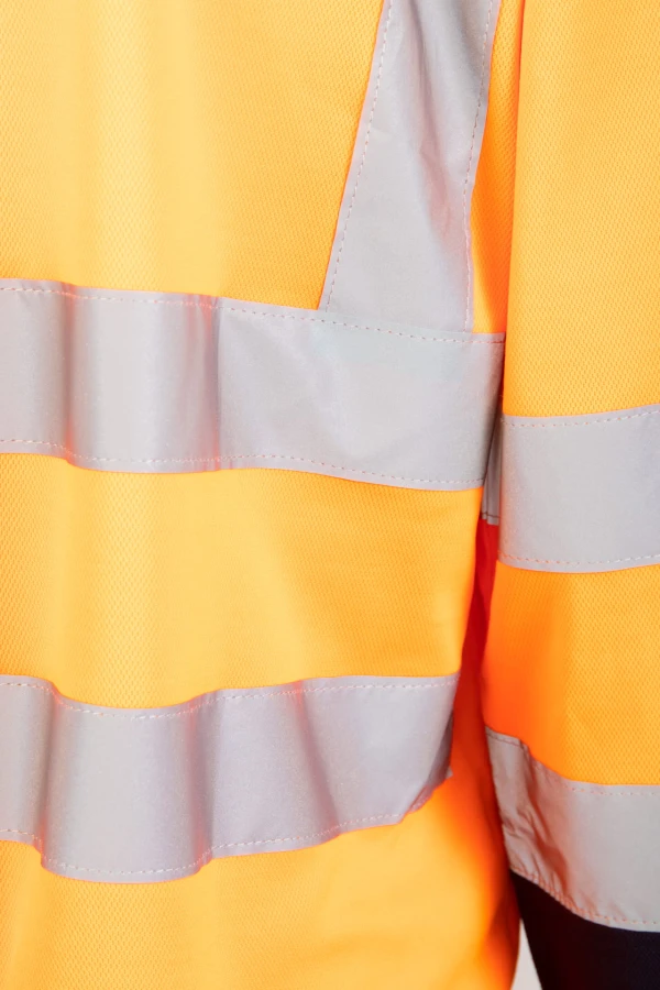 Koszulka długi rękaw 50/50 pomarańczowo/granatowa