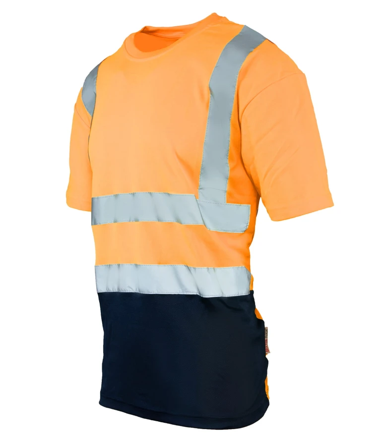 Koszulka z pasami odblaskowymi 50/50 160G  pomarańczowa