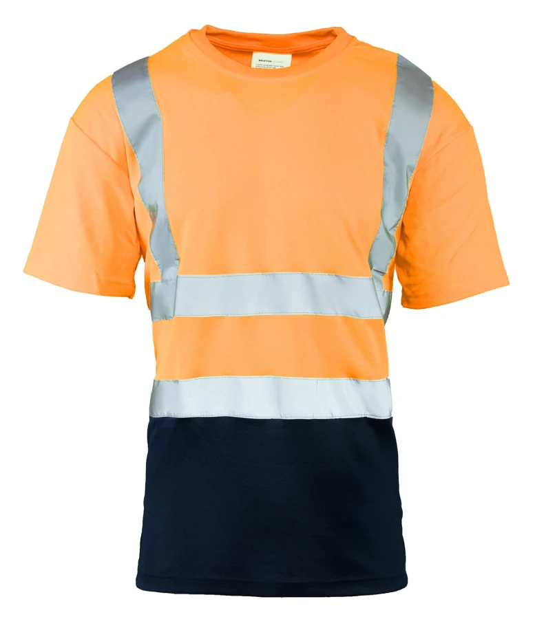 Koszulka z pasami odblaskowymi 50/50 160G  pomarańczowa