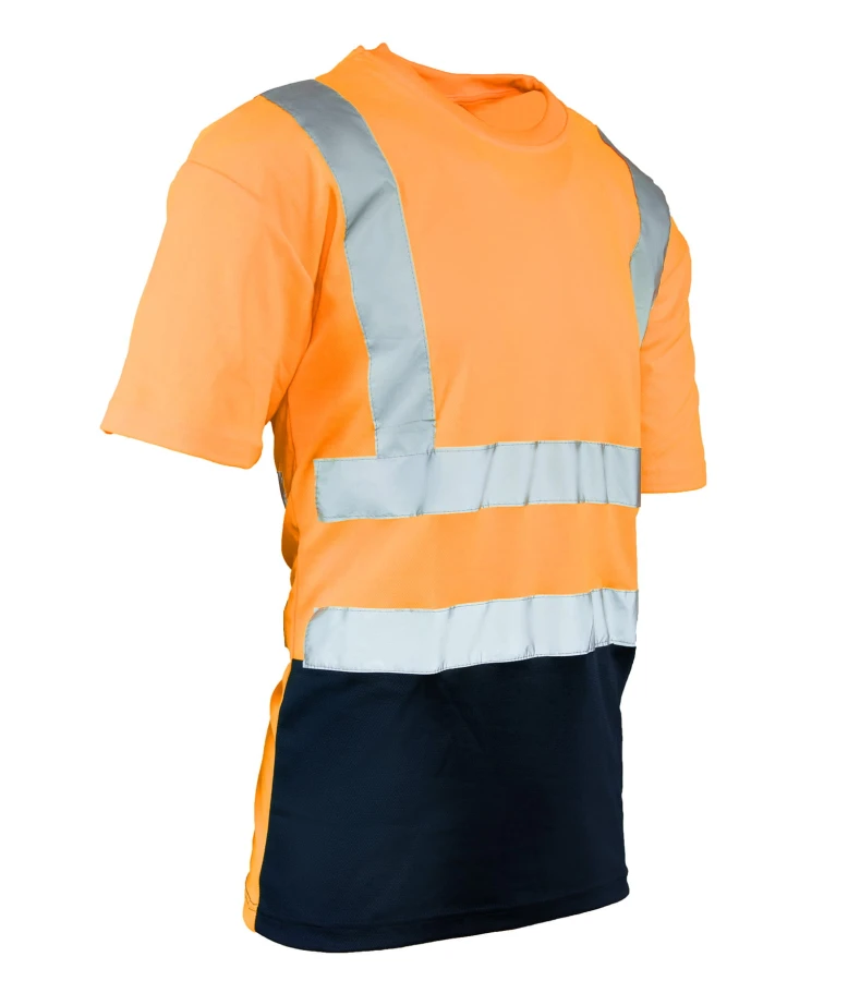 Koszulka z pasami odblaskowymi 50/50 160G  pomarańczowa
