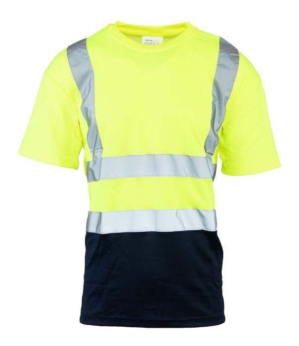 Koszulka z pasami odblaskowymi 50/50 160G żółta