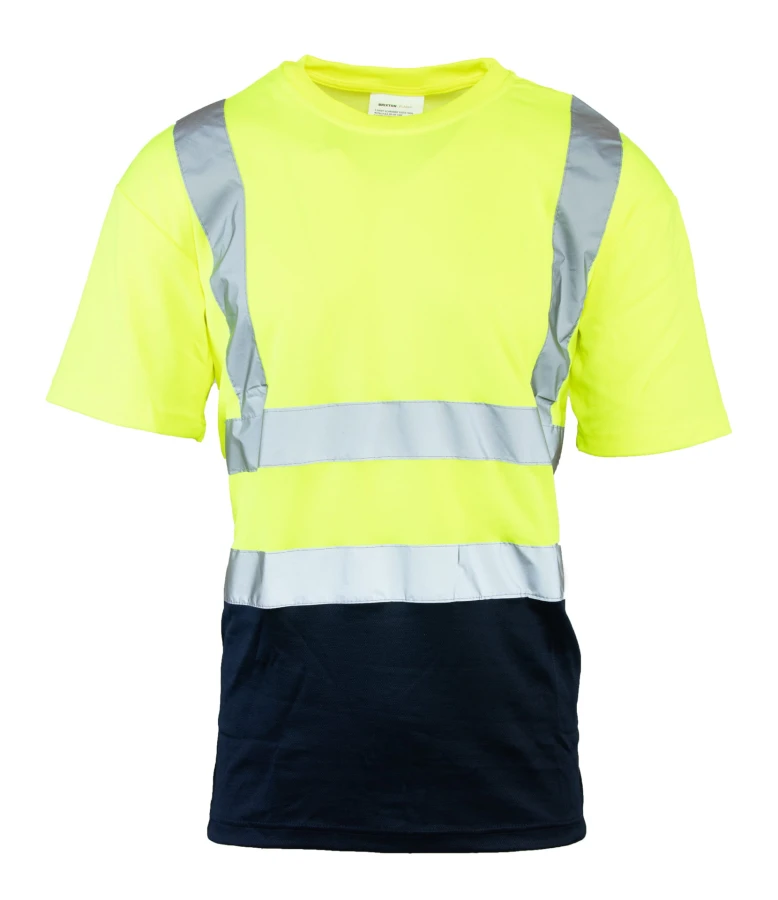 Koszulka z pasami odblaskowymi 50/50 160G żółta