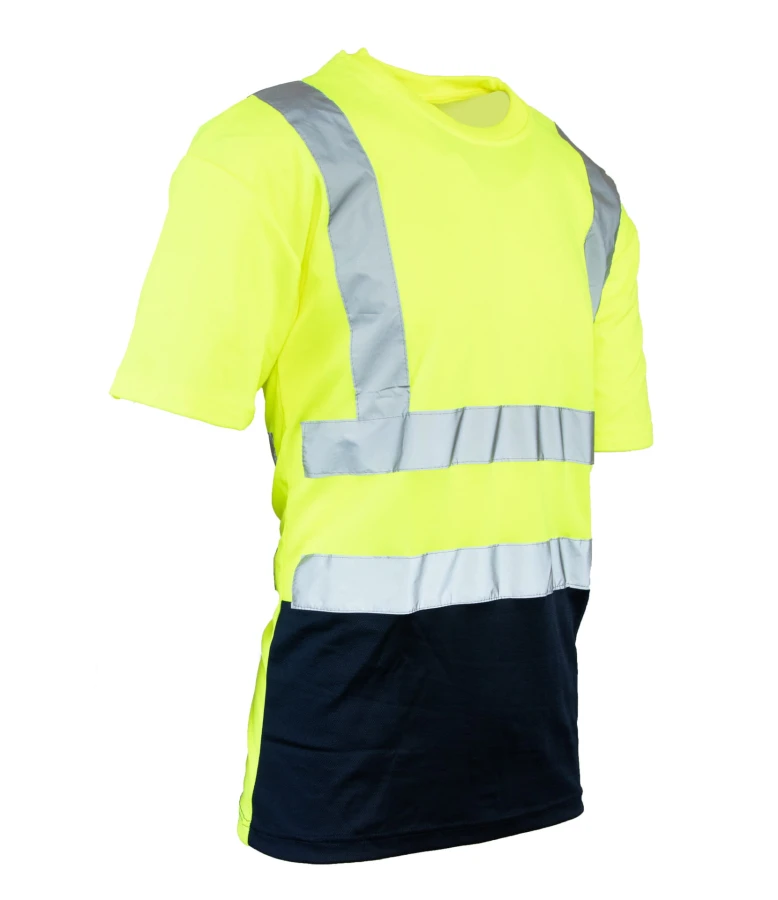 Koszulka z pasami odblaskowymi 50/50 160G żółta