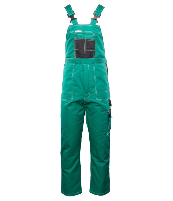 Ogrodniczki ocieplane Brixton-Snow wstawka kolor  zielono/czarny