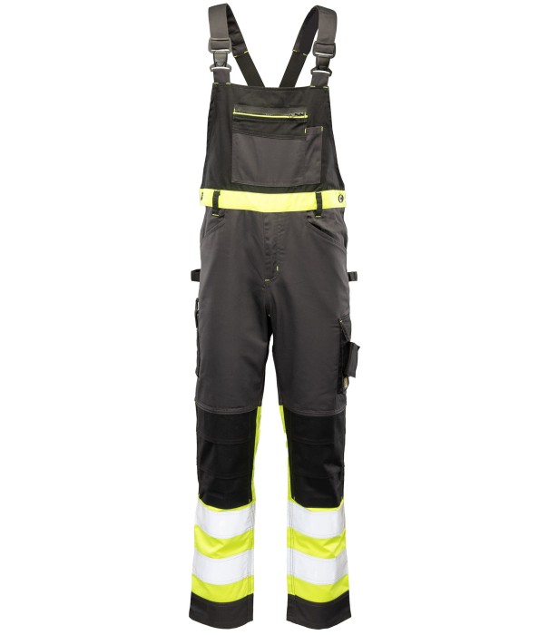 Spodnie ogrodniczki Flash stalowo/żółte