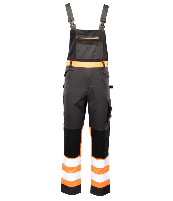 Spodnie ogrodniczki Flash stalowo/pomarańczowe