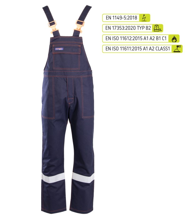 Spodnie ogrodniczki odblask. KAT. II