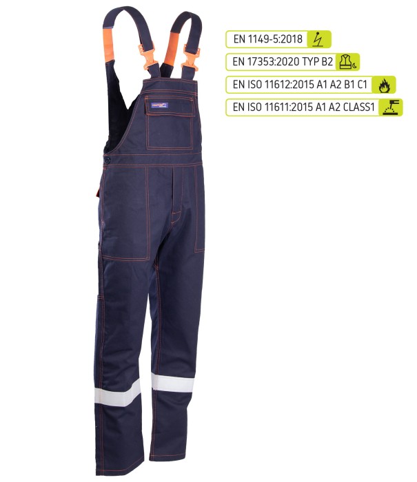 Spodnie ogrodniczki odblask. KAT. II