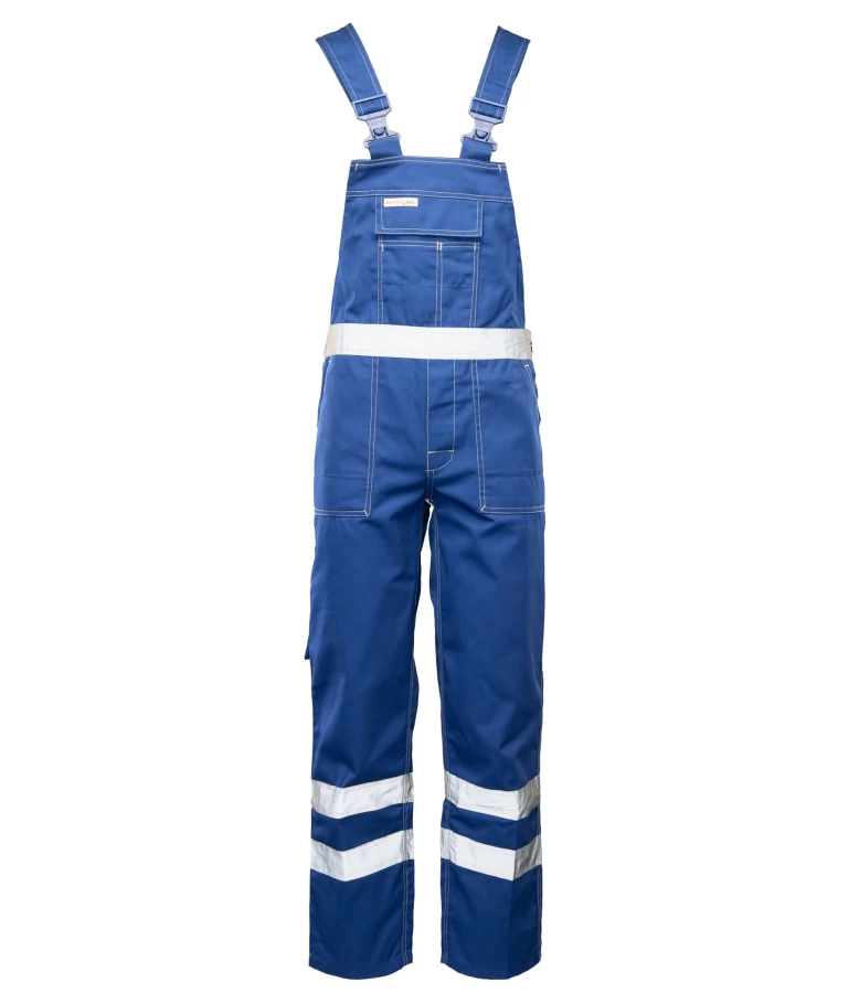 Spodnie ogrodniczki odblaskowe niebieskie