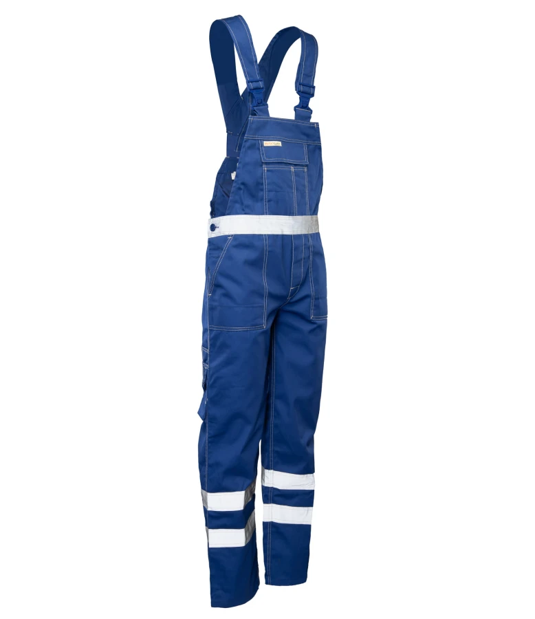 Spodnie ogrodniczki odblaskowe niebieskie