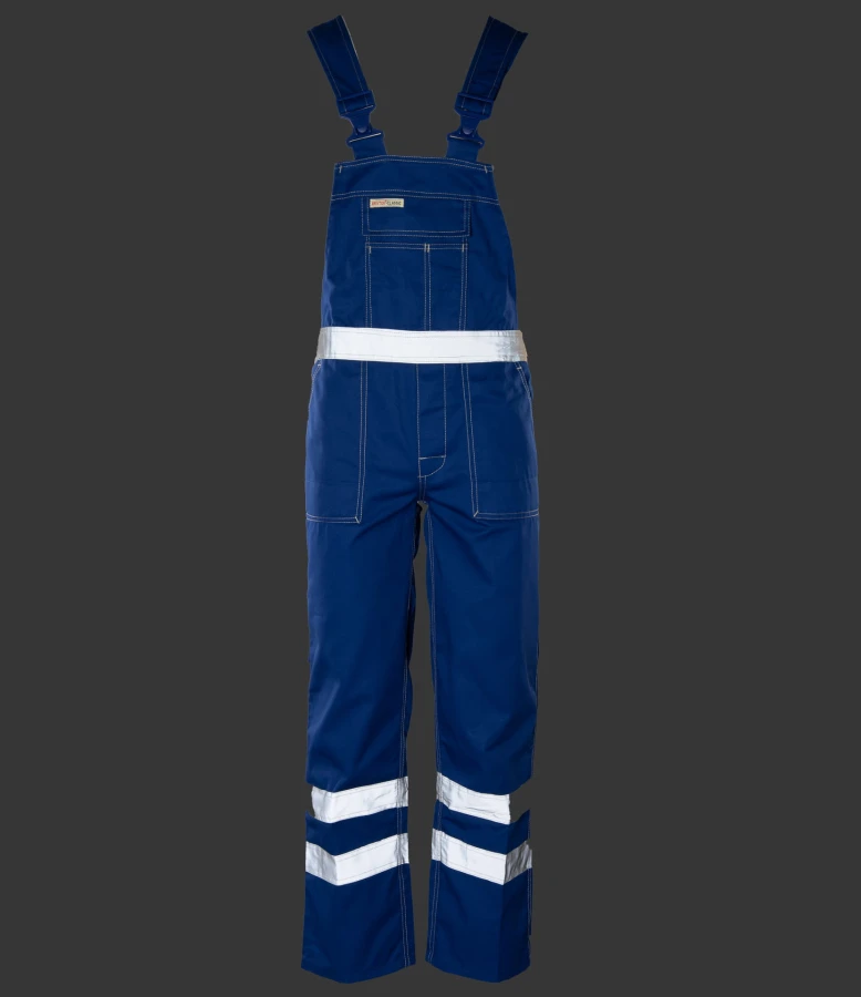 Spodnie ogrodniczki odblaskowe niebieskie