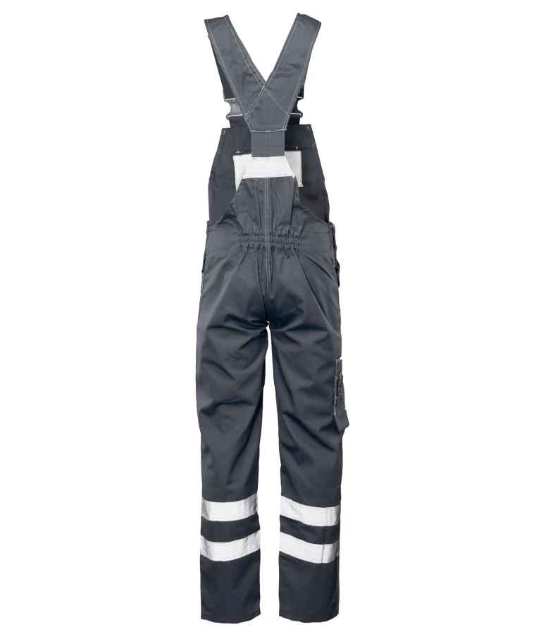 Spodnie ogrodniczki odblaskowe stalowe