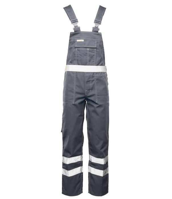 Spodnie ogrodniczki odblaskowe stalowe