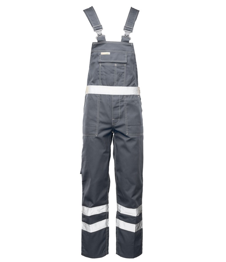 Spodnie ogrodniczki odblaskowe stalowe