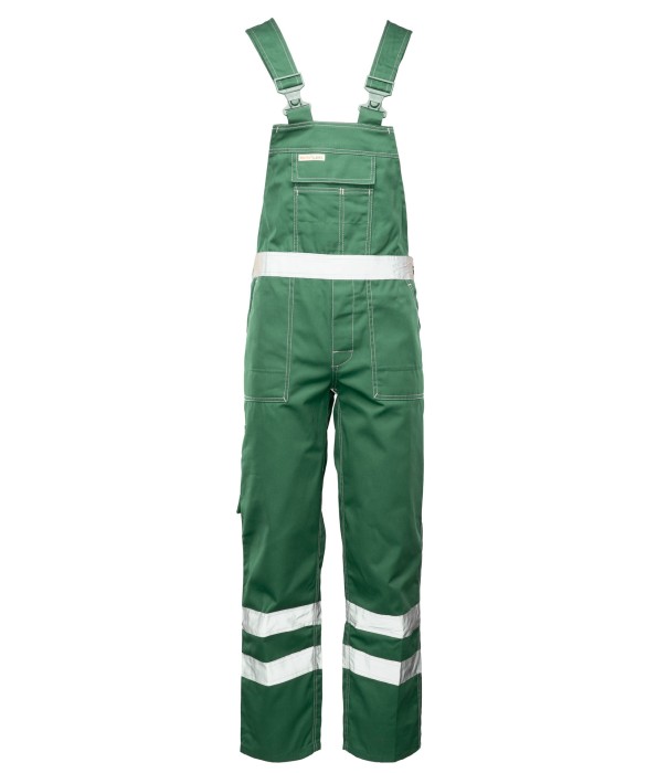 Spodnie ogrodniczki odblaskowe zielone