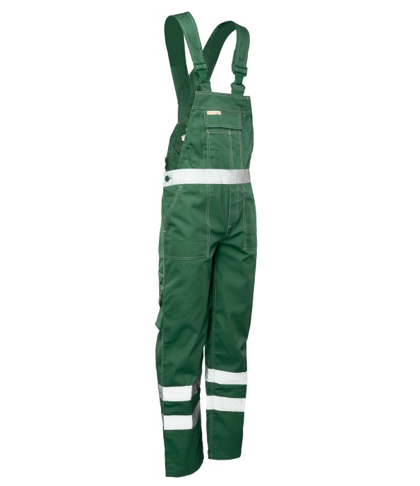 Spodnie ogrodniczki odblaskowe zielone