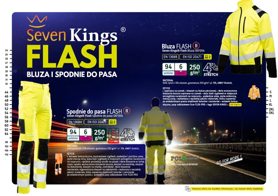 Spodnie do pasa Flash ostrzegawcze pomarańczowe SKF006 KAT II