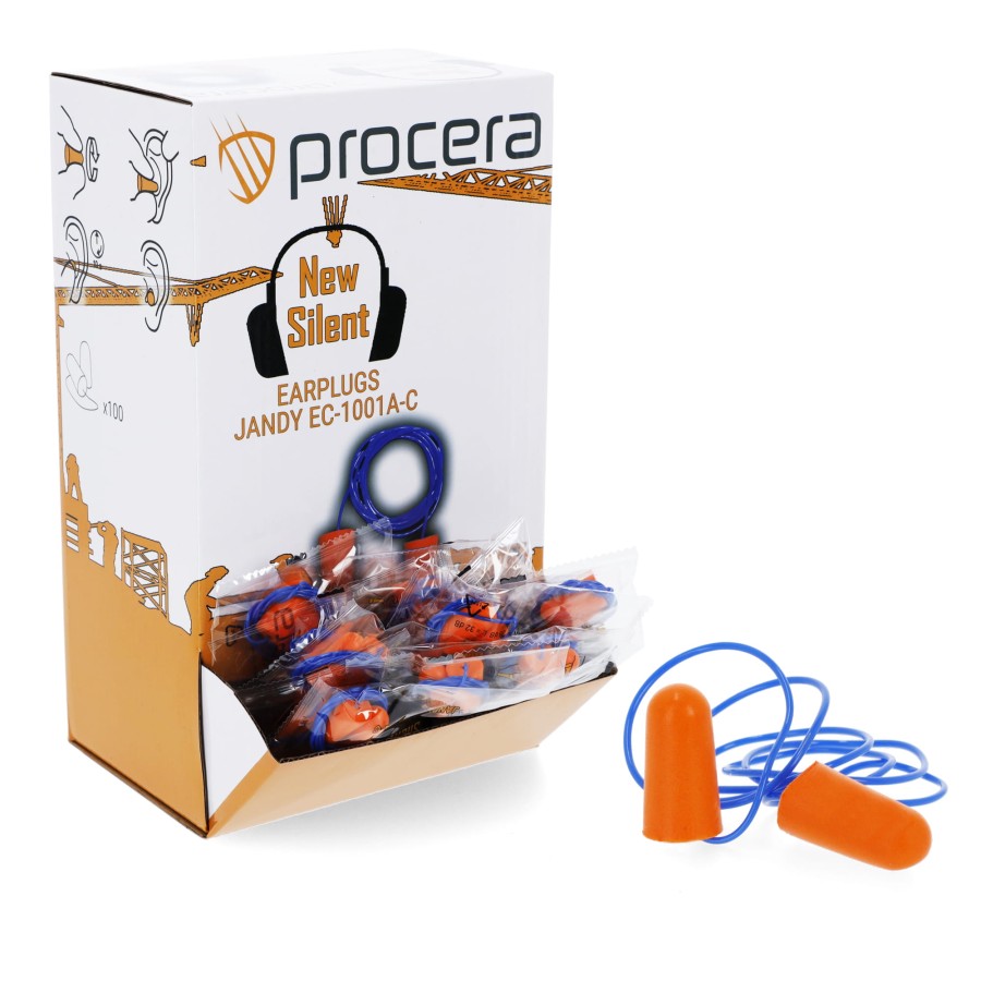 Zatyczki do uszu na sznurku NEW SILENT EAR PLUGS EC-1001A-C / 100 par w opakowaniu