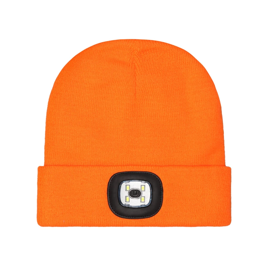 Czapka zimowa akrylowa LED ORANGE pomarańczowa