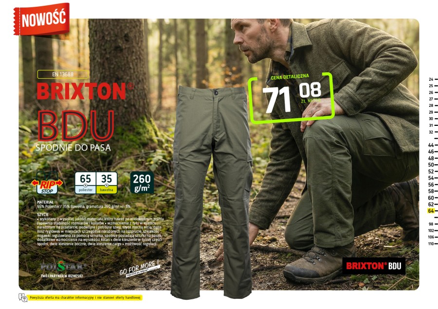 Spodnie robocze do pasa Brixton BDU khaki