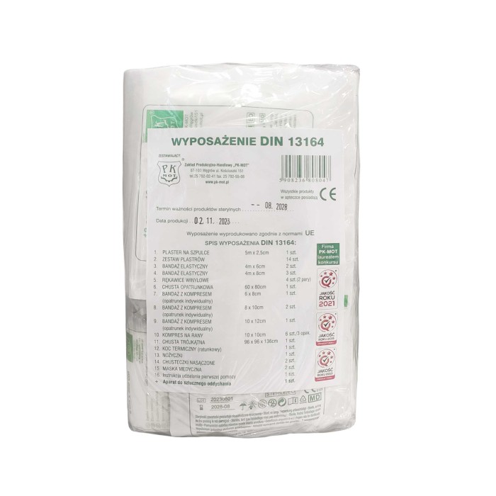 Wyposażenie do apteczki  DIN13164 dla pojazdów samochodowych