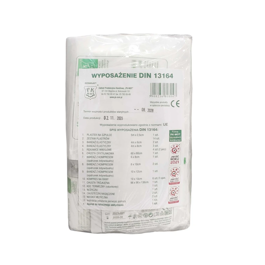 Wyposażenie do apteczki  DIN13164 dla pojazdów samochodowych