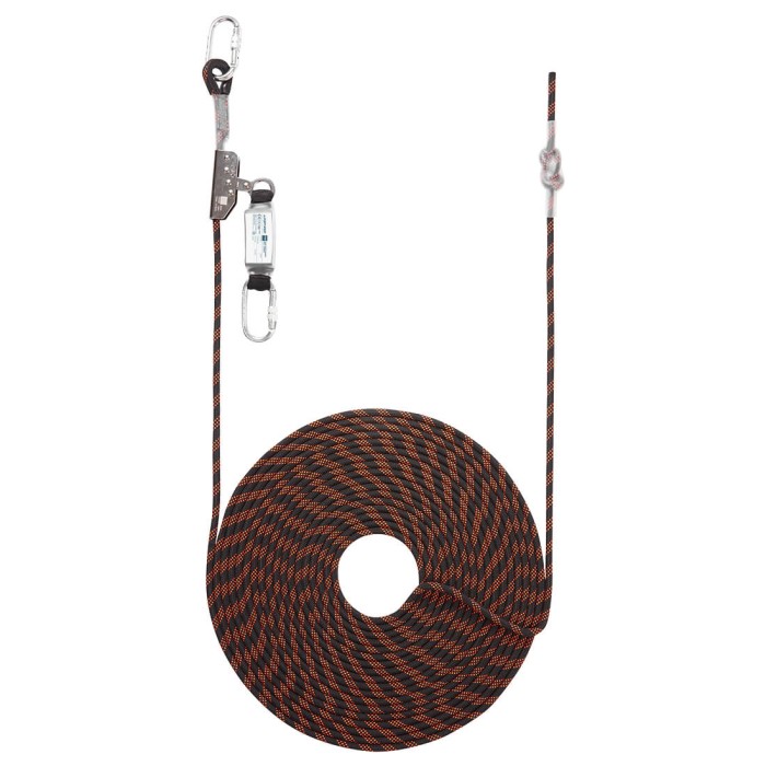 Urządzenie samozaciskowe Linostop FP92  - długość liny 20m Black/Orange