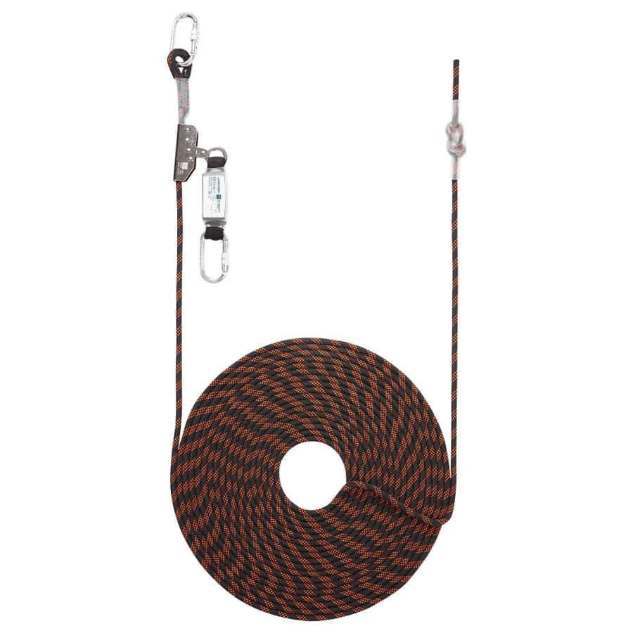 Urządzenie samozaciskowe Linostop FP92  - długość liny 20m Black/Orange