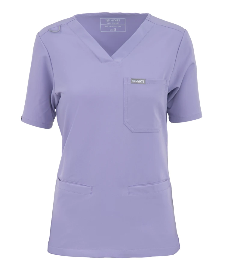 Bluza medyczna damska MYNTS WMT002 Lavender – scrub top V-neck z kieszeniami