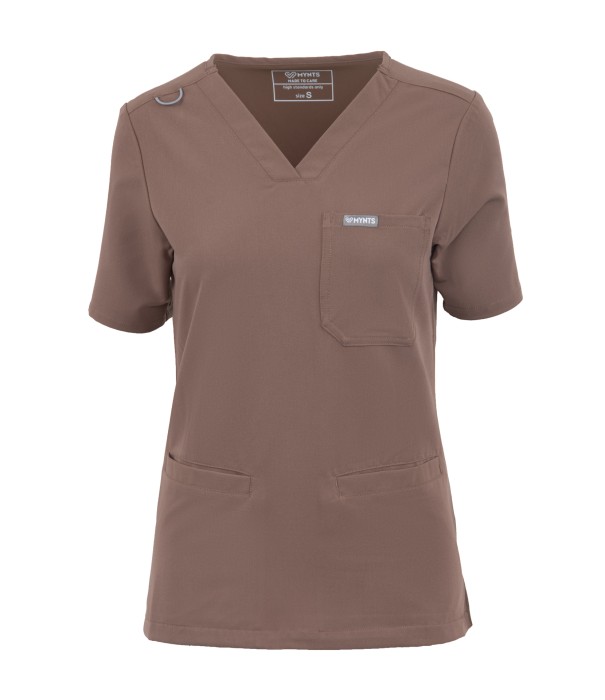 Bluza medyczna damska MYNTS WMT002 sahara mokka  scrub top V-neck z kieszeniami