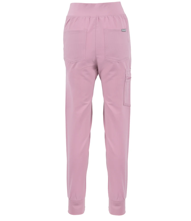 Spodnie medyczne damskie   WMP001 Rose Water  ze ściągaczami na dole nogawek