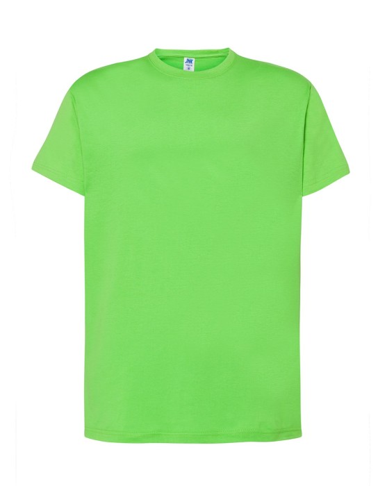 Koszulka T-shirt męska z krótkim rękawem lime / limonkowy TSRA 150 regular JHK