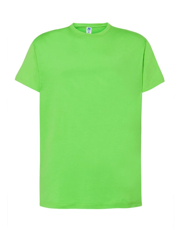 Koszulka T-shirt męska z krótkim rękawem lime / limonkowy TSRA 150 regular JHK